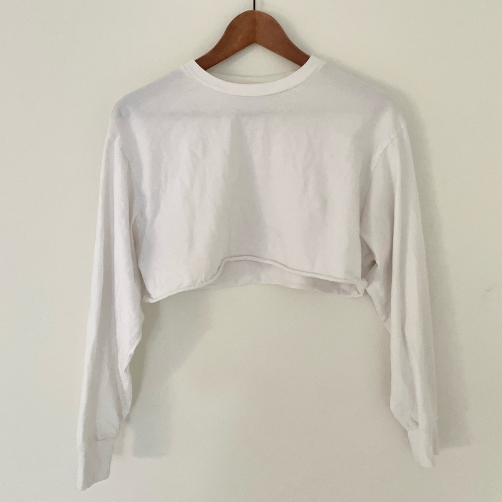 TNA white cropped long sleeve